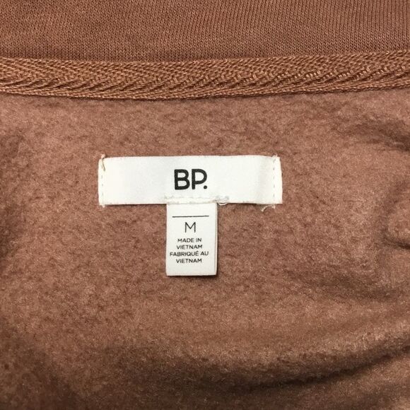 BP Brown Preppy Minimalist Neutral Clean Girl Cropped Collared Sweatshirt M - Picture 4 of 9